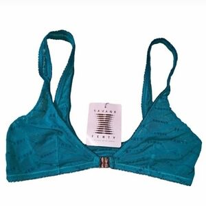 SAVAGE X FENTY SHIMMER FLOCKED LOGO BRALETTE BRA SIZE S